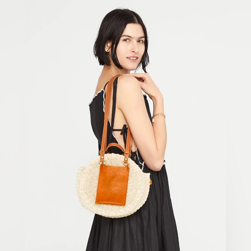 CLARE V Bag Womens One Size Cream Poche Moyen Alice Abaca Natural Tan